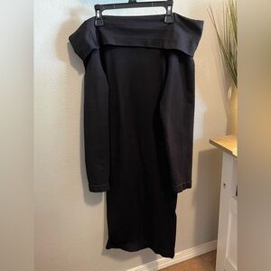 Venus Off The Shoulder Ribbed Spandex Dress Size XL Black